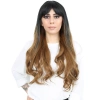 Kahküllü Uzun Daalı Fiber Sen Peruk / Siyah / Karamel Ombreli
