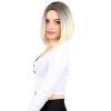 Kahkülsüz Düz Kısa Fiber Sen Peruk / Küllü Açık Kahve / Platin Ombreli