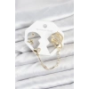 Kalp Yıldız Model Pirinç Gold Renk Zincir Bağlantılı Ear Cuff Küpe Seti