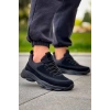 KB-707    Siyah Süet Siyah Yüksek Taban Bağcıklı Günlük Erkek Ayakkabı