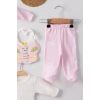 Kelebek Nakışlı Puanlı Tulumlu % 100 Pamuk Kız Bebek 5li Set