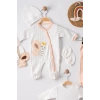 Kelebek Nakışlı Tulumlu % 100 Pamuk Erkek Bebek 5li Set
