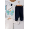 Kelebek Nakışlı Tulumlu % 100 Pamuk Erkek Bebek 5li Set
