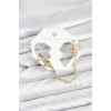 Kelebekli Model Pirinç Gold Renk Zincir Bağlantılı Ear Cuff Küpe Seti