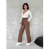 Kendinden ince kemerli deri pantolon kahve