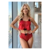 Kırmızı Saten Babydoll Takım