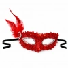 Kırmızı Taşlı Venedik Parti Maskesi – Tüylü Payetli