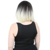 Kısa Küt Perçemli Fiber Sen Peruk / Küllü Siyah / Platin Ombreli