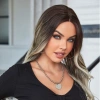 Koyu Kestane Ombre/ Kumral Beyaz Platin Röfleli Tül Peruk