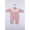 Leopar Dama Desenli % 100 Pamuk Kız Bebek Tulum