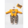 Leopar Desenli Fiyonklu % 100 Pamuk Kız Bebek Tulum