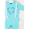 Love Kalp Nakışlı % 100 Pamuk Kız Bebek Tulumu