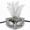 Lüks Gümüş Tüylü Taşlı B Maskesi