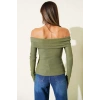 Madonna Yaka Düğmeli Bluz yeşil
