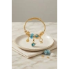 Mavi Kuğu Model Gold Renk Charmlı Bileklik