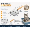 Metal Kedi Kumu Elek Kürek Ahşap Saplı Paslanmaz Kum Küreği 26 cm