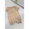 Müslin Kumaş Çiçek Nakışlı Pamuklu Kız Bebek Tulum