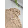 Müslin Kumaş Çiçek Nakışlı Pamuklu Kız Bebek Tulum