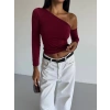 Omuz detaylı kollu bluz bordo