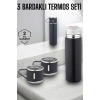 Paslanmaz Çelik 3’lü Termos Seti Vakumlu ve 8 Saat Isı Koruma