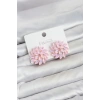 Pembe Renk Kristal Taşlı Çiçek Model Kadın Küpe