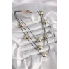Pirinç Füme Renk Zincir 3D Gold Renk Kalp Model Kadın Kolye