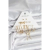 Pirinç Gold Renk 6 Çiftli Kadın Küpe Seti