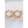 Pirinç Gold Renk Asimetrik Kıvrım Küpe