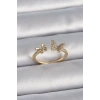 Pirinç Gold Renk Ayarlanabilir Zirkon Taşlı Kelebek Model Kadın Yüzük