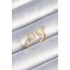 Pirinç Gold Renk Beyaz Mineli Kalp Model Kadın Yüzük