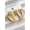 Pirinç Gold Renk İşlemeli Bomba Kalp Model Kadın Küpe