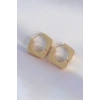 Pirinç Gold Renk Kare Küpe