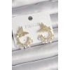 Pirinç Gold Renk Zirkon Taşlı Sallantı Detay Kelebek Model Kadın Küpe