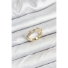 Pirinç Gold Renk Zirkon Taşlı Vintage Kadın Yüzük