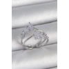 Pirinç Gümüş Renk Mor Damla Zirkon Taşlı Taç Model Kadın Yüzük
