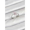 Pirinç Gümüş Renk Pembe Kelebek Kadın Yüzük