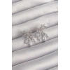 Pirinç Gümüş Renk Zirkon Taşlı Fiyonk Küpe