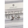 Pirinç Gümüş Renk Zirkon Taşlı Gezgen Model Kadın Küpe Seti