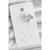 Pirinç Gümüş Renk Zirkon Taşlı Kalp Model Kadın Kıkırdak Küpe