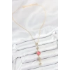 Pirinç Zincir Pembe Gold Renk Zirkon Taşlı Y Kolye