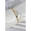 Pirinç Zirkon Taşlı Gold Renk Kadın Bileklik