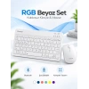 RGB Kablosuz Klavye Mouse Seti Beyaz