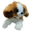 Sesli Peluş Yatan Köpek 25 cm - Kahve Beyaz - 1 ADET