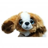 Sesli Peluş Yatan Köpek 25 cm - Kahve Beyaz - 1 ADET