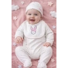 Sevimli Tşan Desenli Kız Bebek 4’lü Tulum Seti