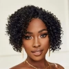 Siyah Kısa Afro Yan Tül Peruk