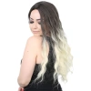 Su Daası Uzun Perçemsiz Fiber Sen Peruk / Küllü Siyah / Platin Ombreli