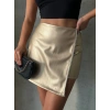 Taşlı şort etek deri gold h240018