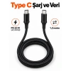 Telefon ve Tablet İçin Type C to Type C Örgülü Şarj Kablosu