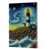 Van Gogh 8 - Deniz Feneri Çizgili Yan Boyamalı Defter
